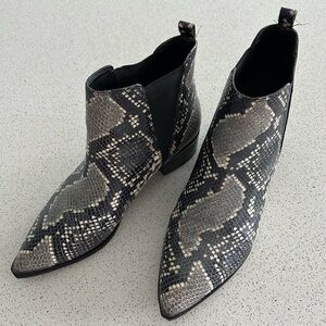 Marc Fisher Black and Gray Snakeskin Ankle Booties